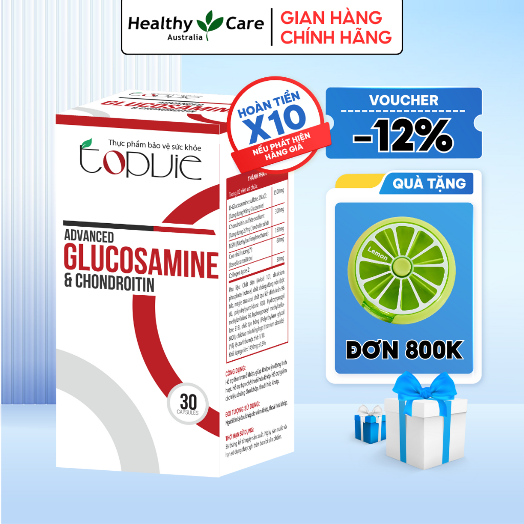 Topvie Advanced Glucosamine & Chondroitin oral tablet supports bones