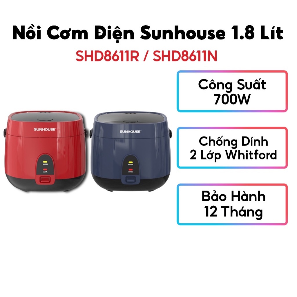 Sunhouse Rice Cooker 1.8 Liter model SHD8611, Capacity 700W, For 4-6 ...