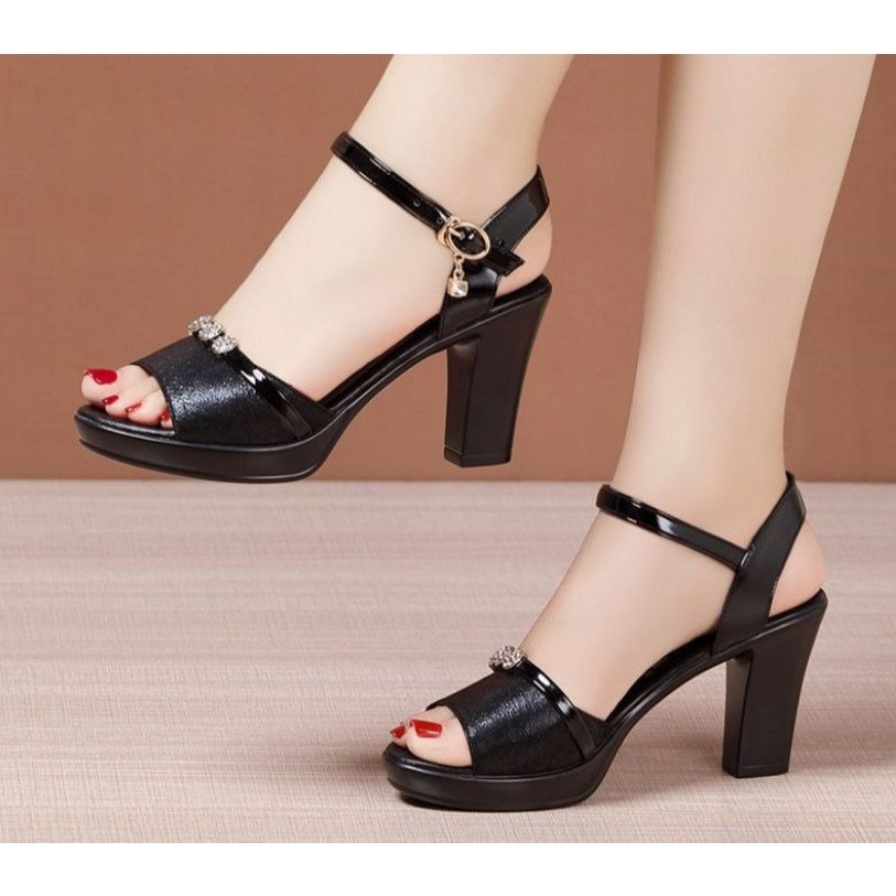 Luxury Stone Strap High Heels 7Cm Shopee Malaysia