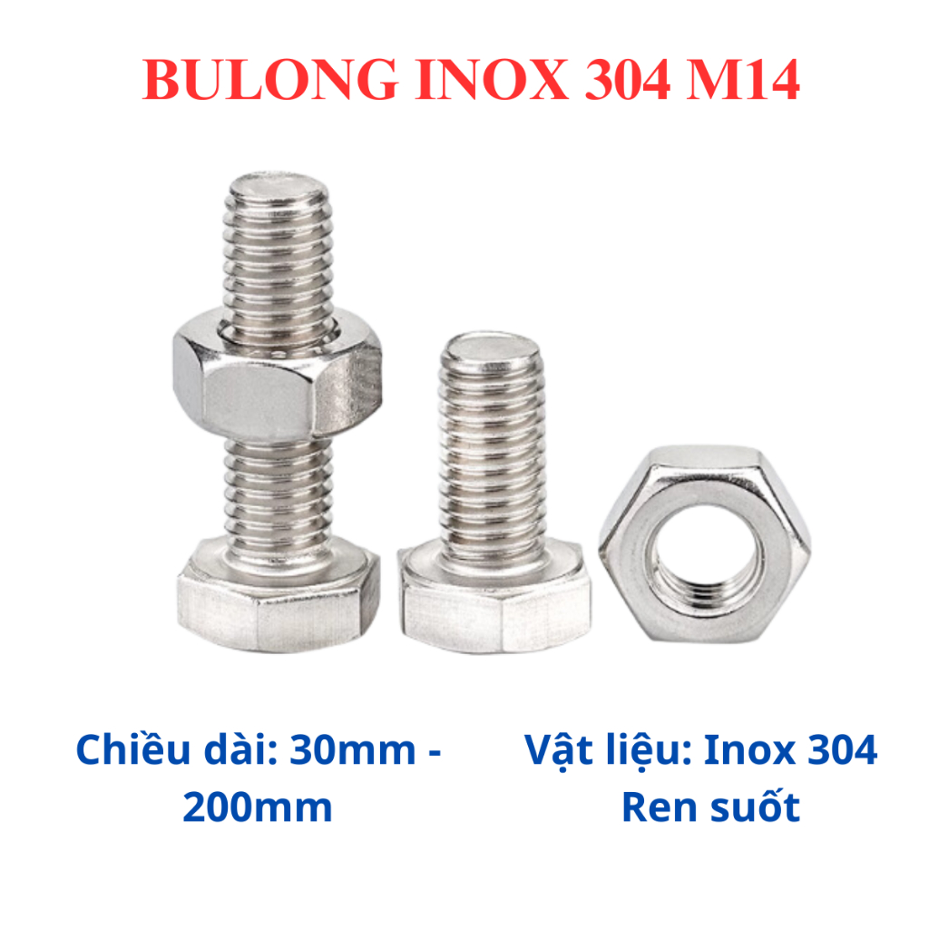 Stainless Steel Bolts 304 M14 (14 li) (30mm - 200mm). Set Of 1 Set ...