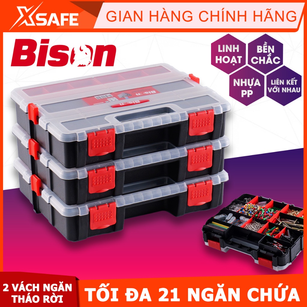 Bison plastic parts storage box with many convenient compartments for ...