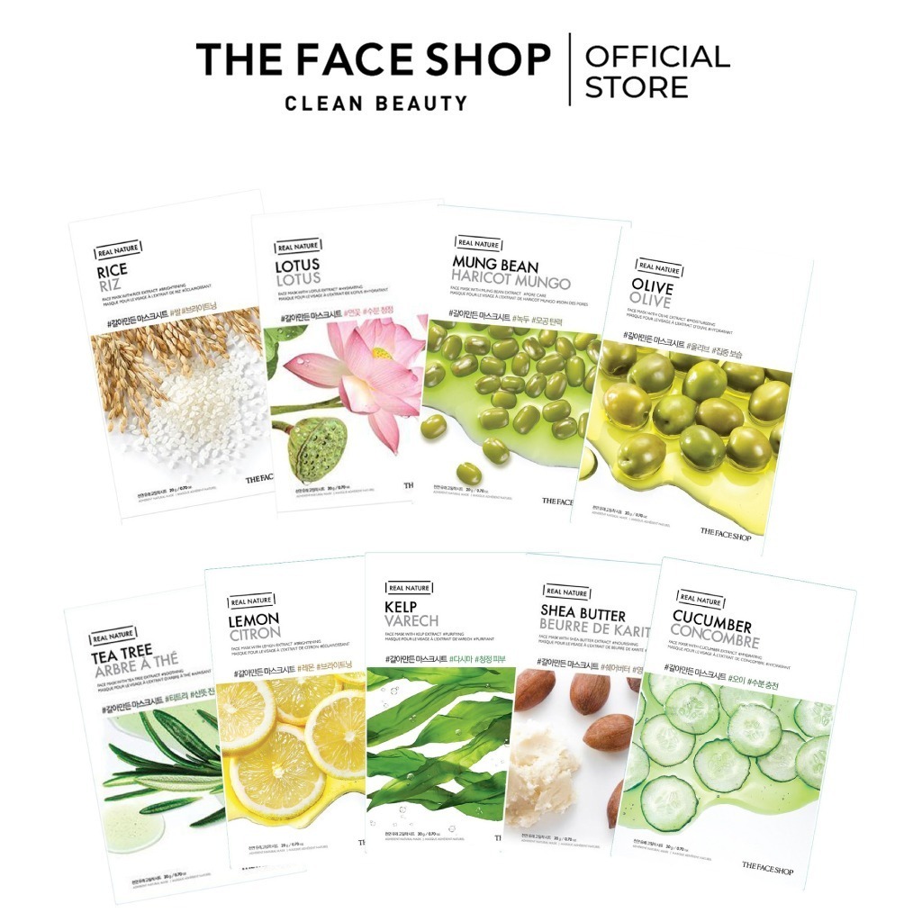 (Gift) 3 Anti-Acne Purifying Masks from Green Tea THE FACE SHOP Real ...