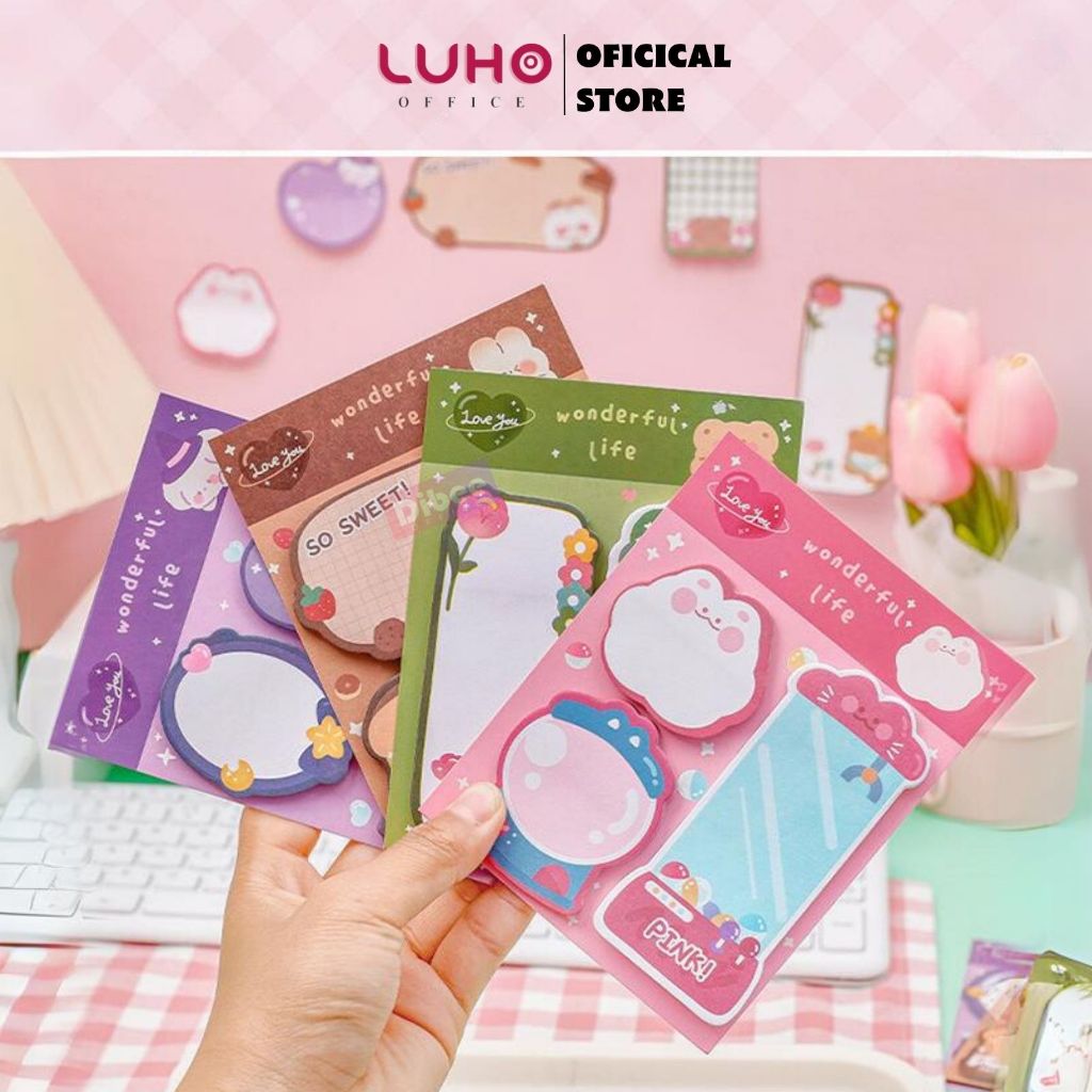 LUHO note paper set of bookmarks, many colors, sizes, cute shapes ...