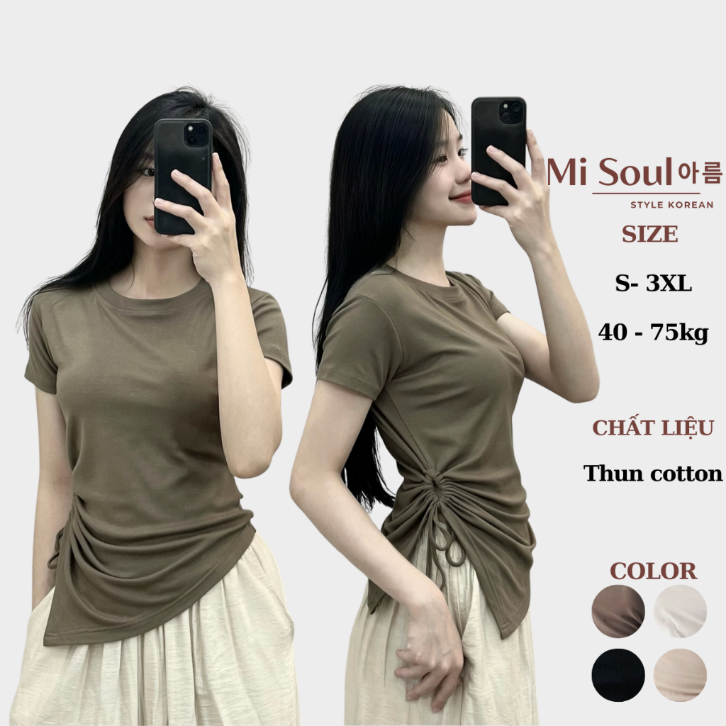 Cotton MiSoul BigSize short sleeve Draw Waist Tshirt Shopee Malaysia
