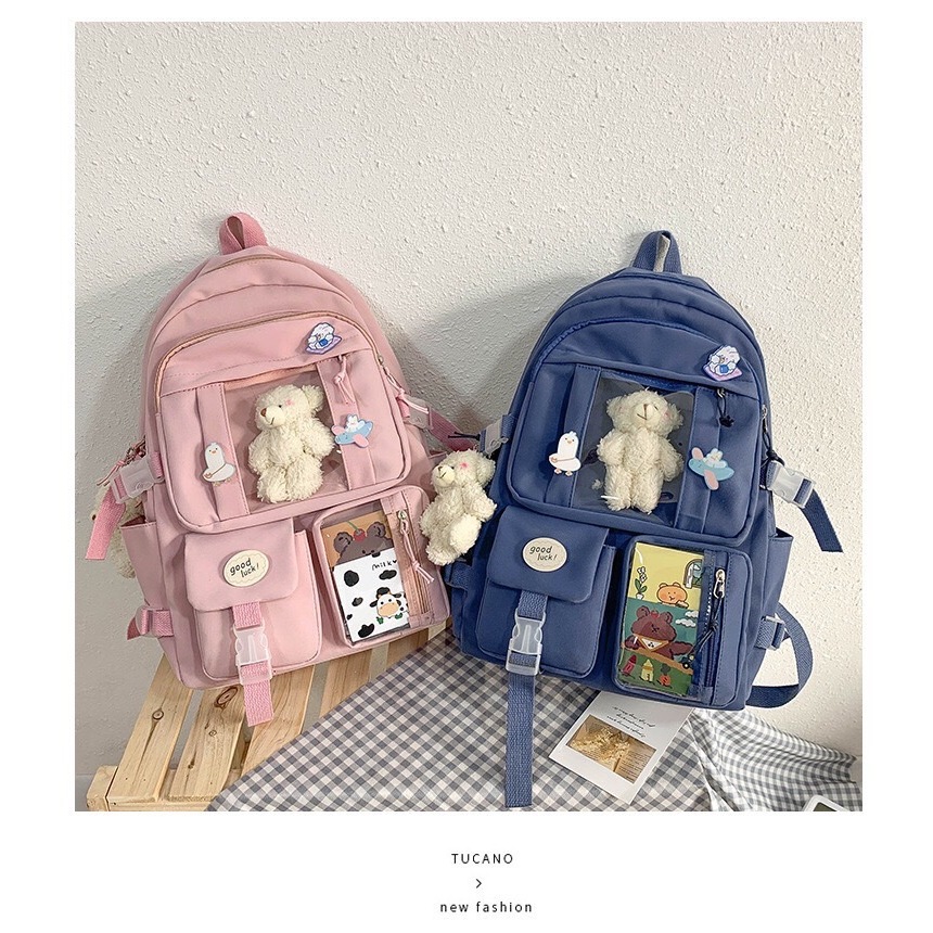 Pastel Color Ul Backpack With Very Beautiful Tiny Glass Compartment ...