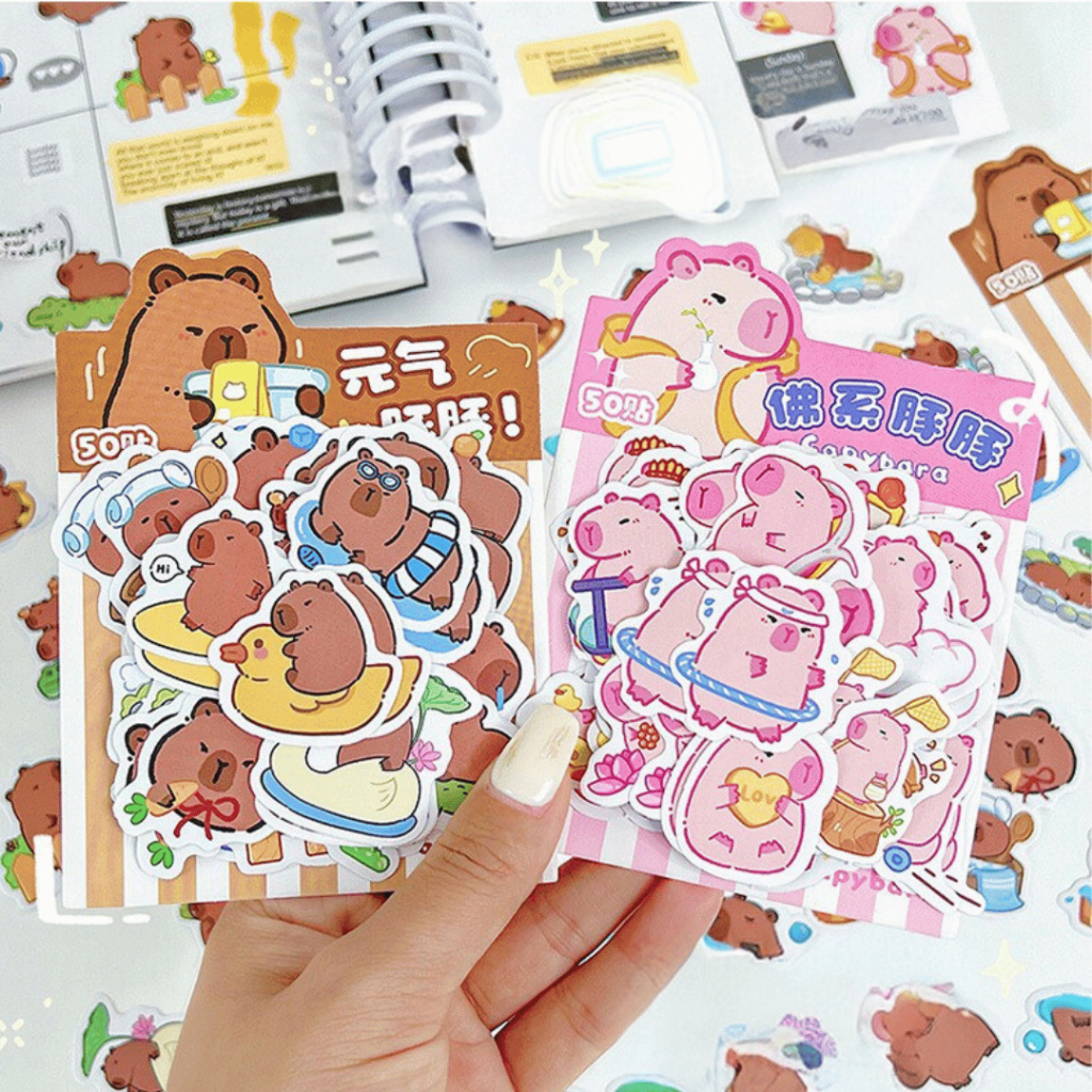 (2 Models) Set of 50 Genuine Original Waterproof Pink / Brown Capybara ...