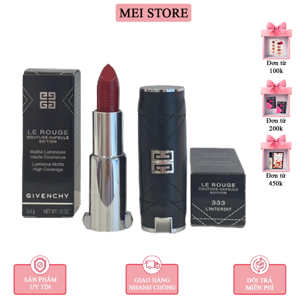 Givenchy Le Rouge Lipstick Color 333 L'interdit Leather (FullBox ...