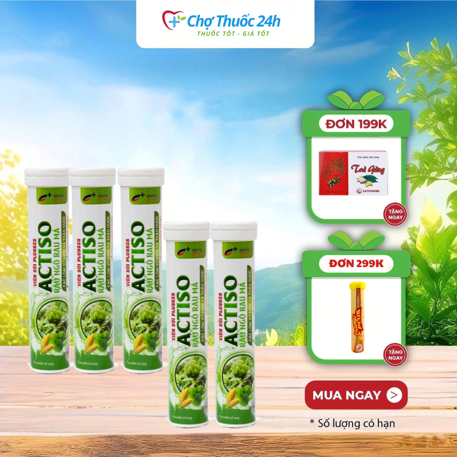Combo of 5 Tubes of ACTISO Effervescent Tablets 4g helps clear heat ...