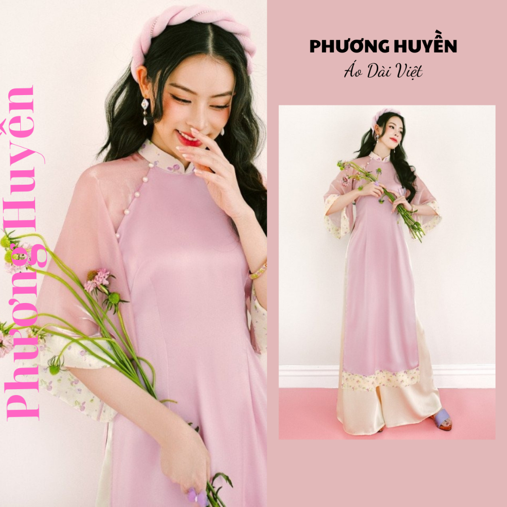 Innovative Ao Dai hoa Xuan Ao Dai, 2 flaps silk material type 1 with ...