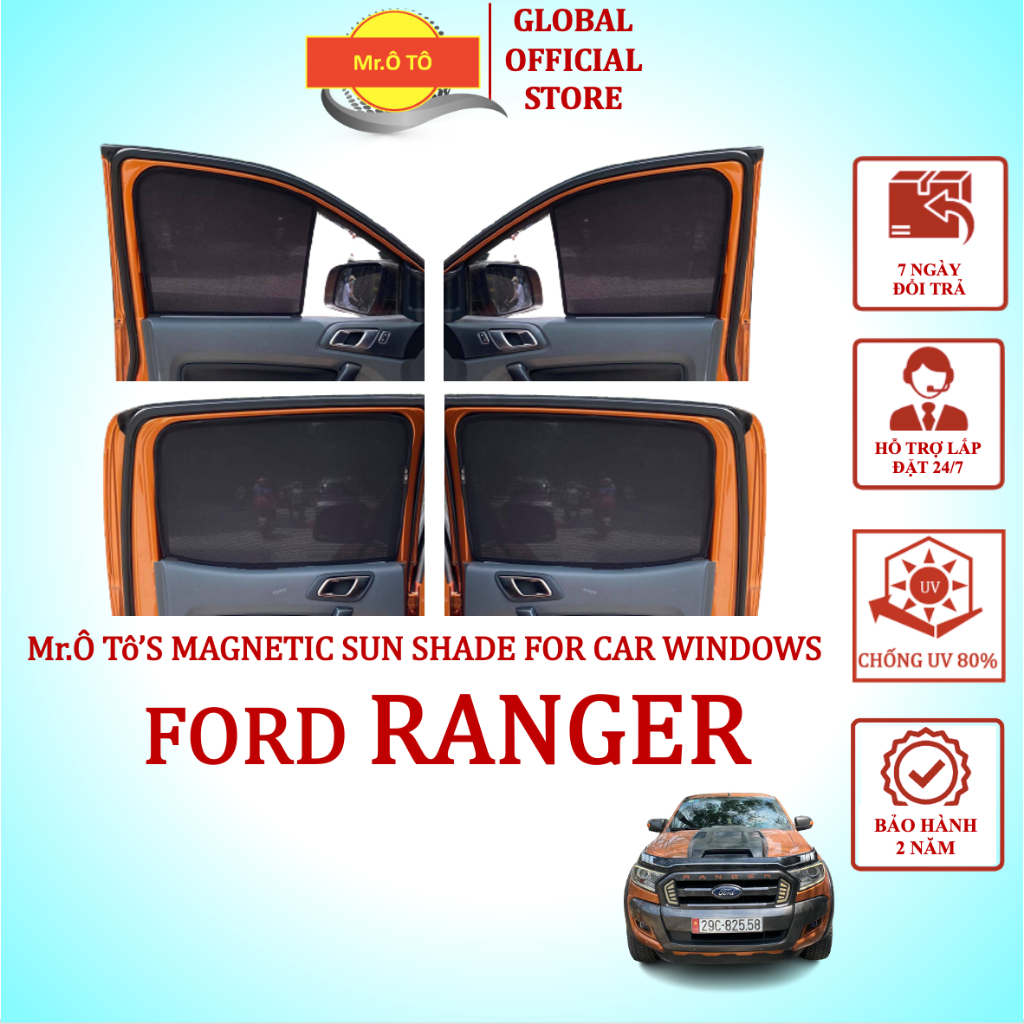 Uv-protective sunshades for FORD RANGER / FORD RAPTOR Type 1 MR.OTO ...