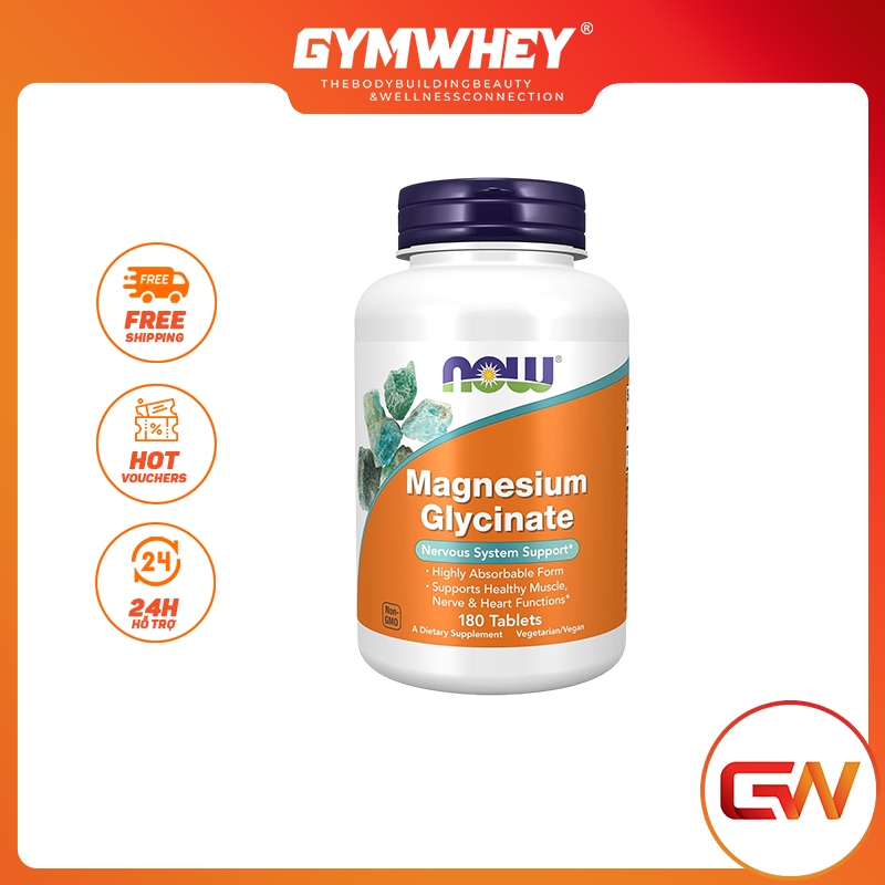 Now MAGNESIUM GLYCINATE 200MG Reduces Headaches and Improves Sleep 180 ...