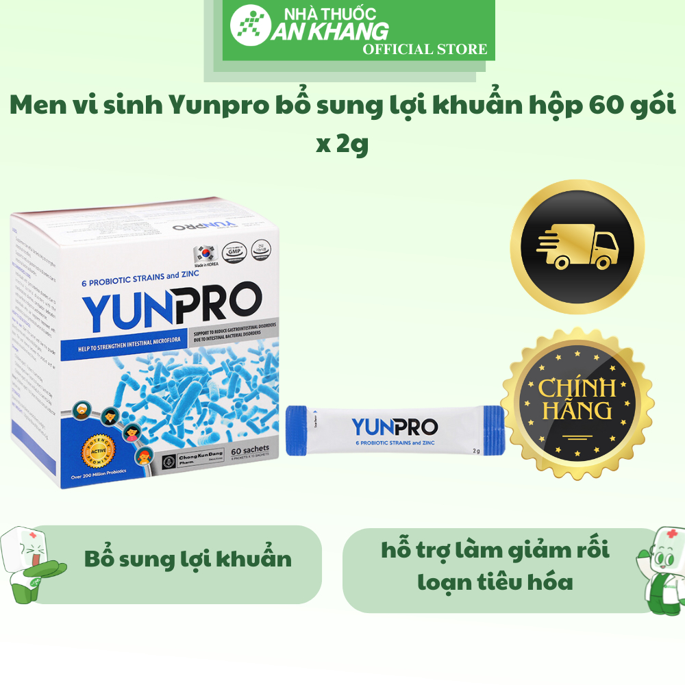 Yunpro Probiotics Supplement Beneficial Bacteria Box Of 60 Packs x 2g ...