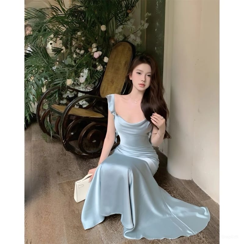 Silk fishtail dress deals
