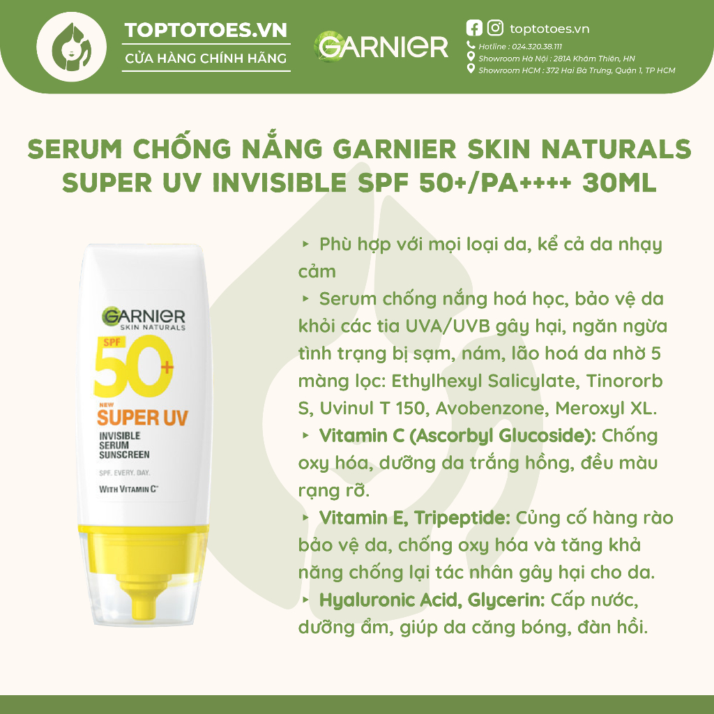 Garnier Skin Naturals Super UV Invisible SPF50+ / PA + + + Sunscreen ...