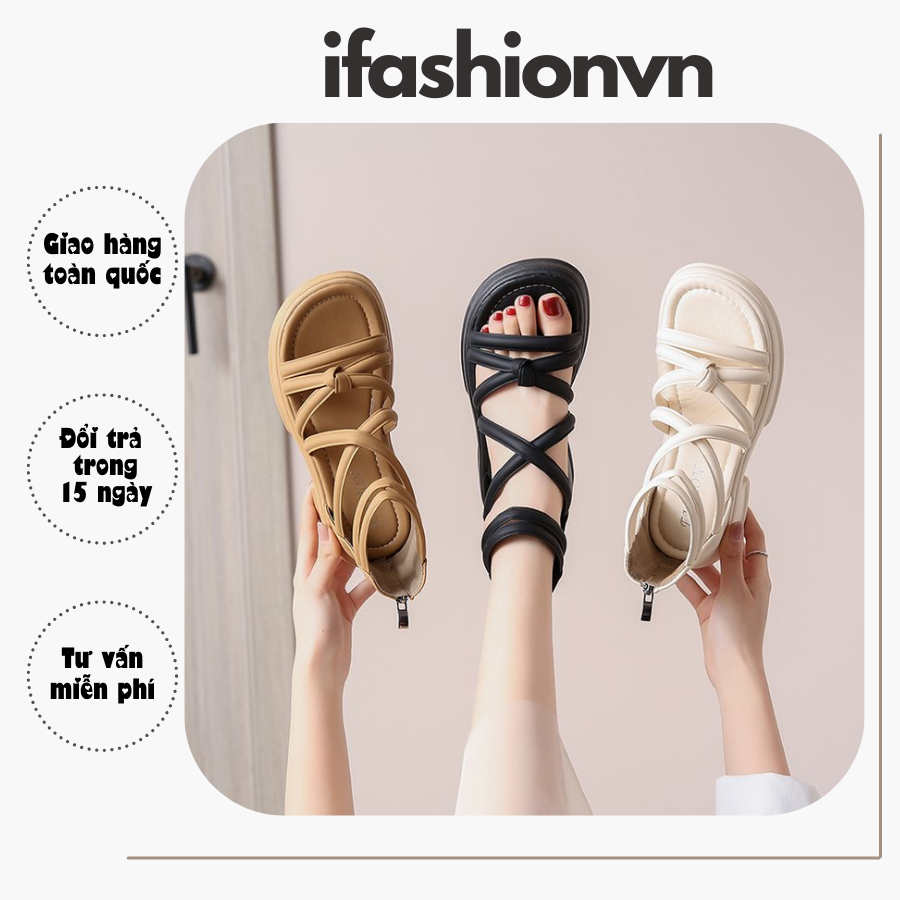 Fashionable High Neck Combat Style Cross Strap Platform Sandals SD 1396 Shopee Malaysia