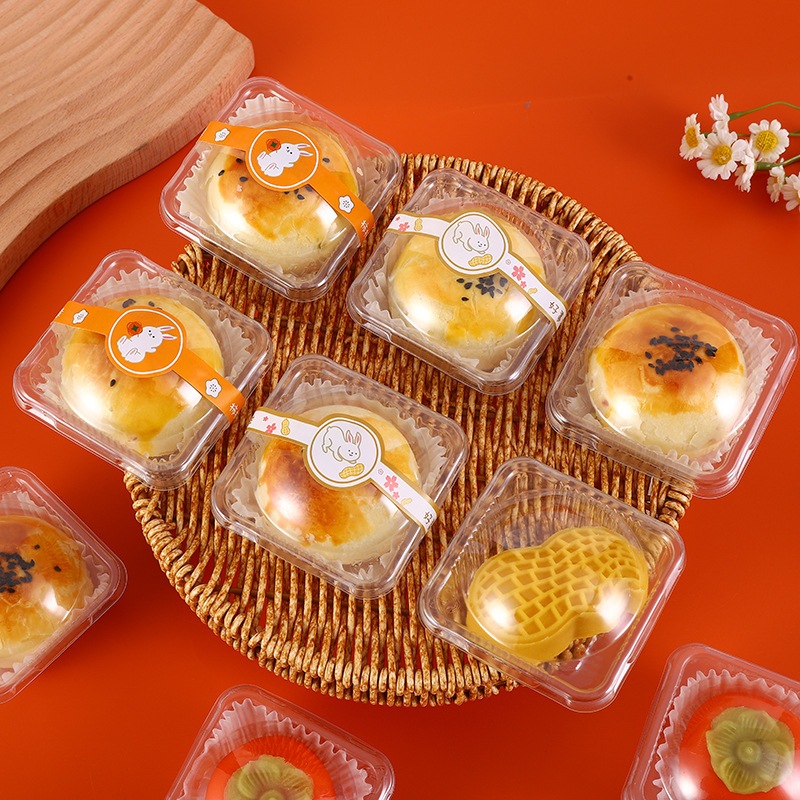 Set Of 50 Transparent pet Boxes For Moon Cakes, mochi Cakes, Ice Cream ...