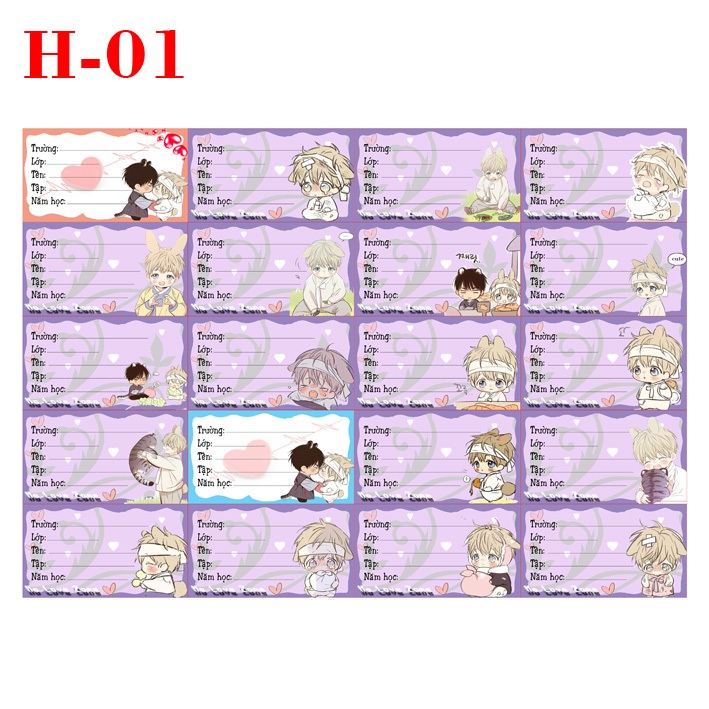 Lovely chibi no love no zone notebook labels (set of 20 notebook labels ...