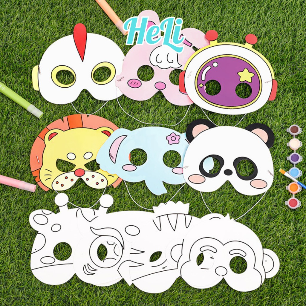 COMBO of 10 DIY CARTOON COLORING MASK FOR KIDS WITH SUPERMAN SHAPE ...