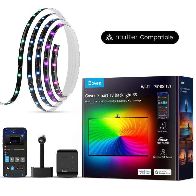 Led TV screen extension light 7585" Govee T3S H6098 Smooth sensor