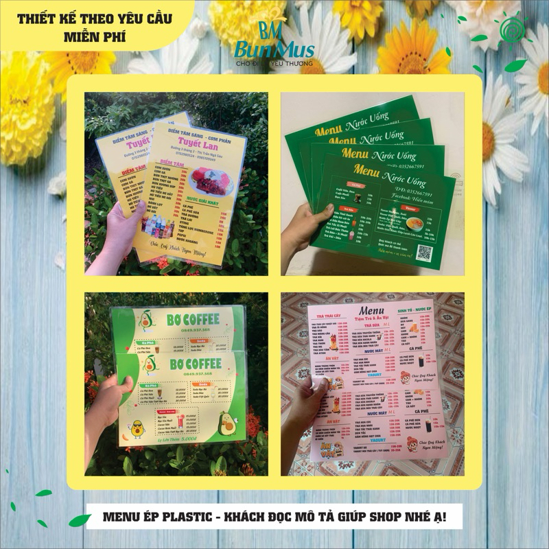 Menu Printing Designed On Request Size A4 20x30 PLASTIC Pressed BUNMUS ...