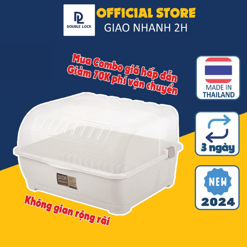 Double Lock Dish Rack with Lid and Drain Tray to Prevent Dust - Code ...