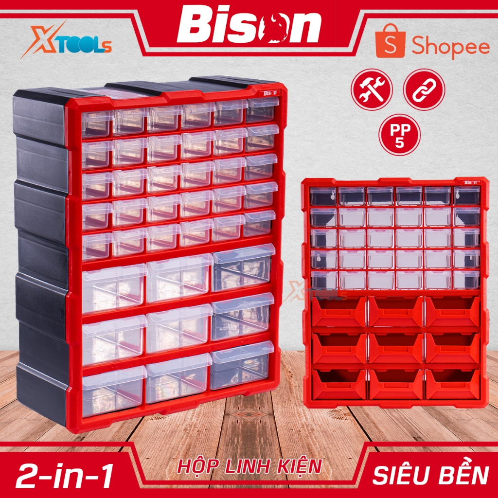 Bison Multi-Purpose Component Box, Plastic Cabinet With Multiple ...