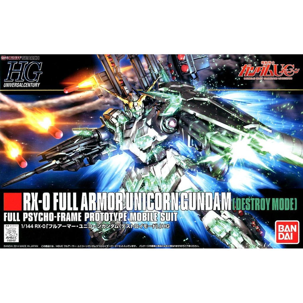 Assembly Model HG UC 1 / 144 FULL ARMOR UNICORN GUNDAM [DESTROY MODE ...