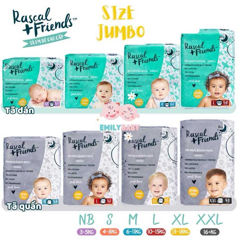 Diapers / Diapers Rascal + Friends For Babies size Jumbo NB / M ...
