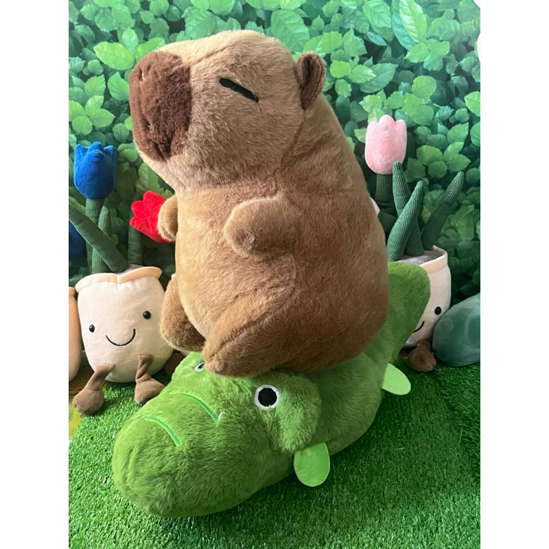 Capybara teddy bear riding crocodile pulling vibrate | Shopee Malaysia