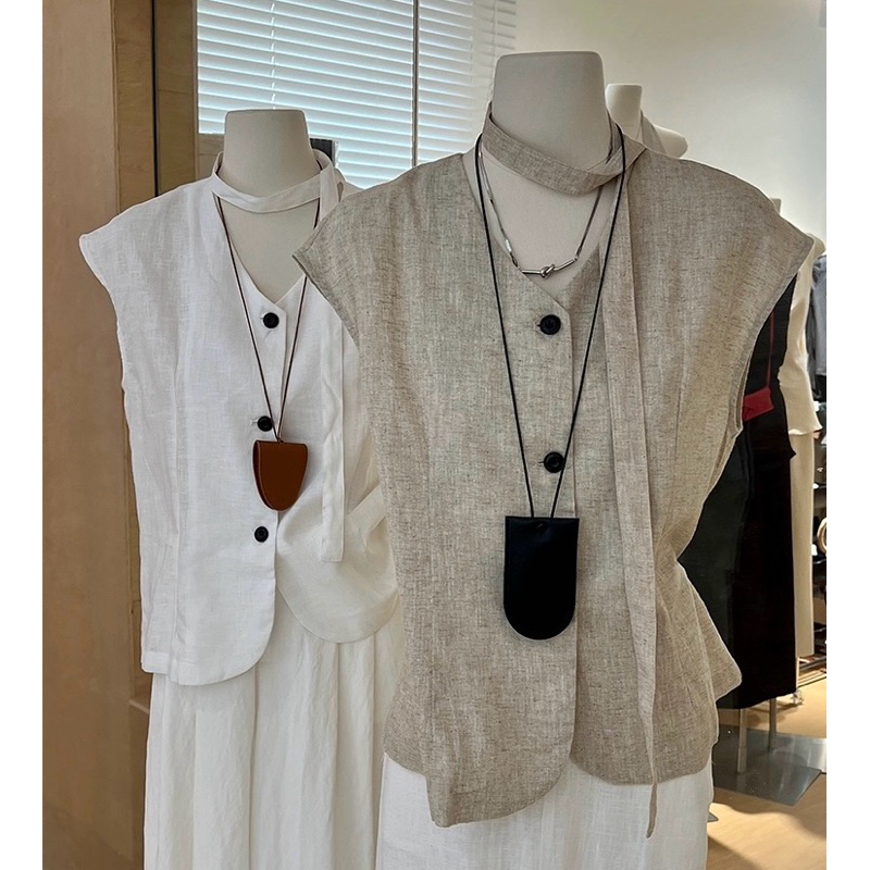 Linen Gile Shirt With Strap 2 Elegant Styles For Women | Shopee Malaysia