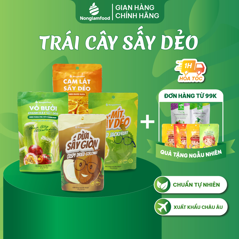 Nonglamfood dried fruit snacks (Orange slices 45g, Jackfruit 45g