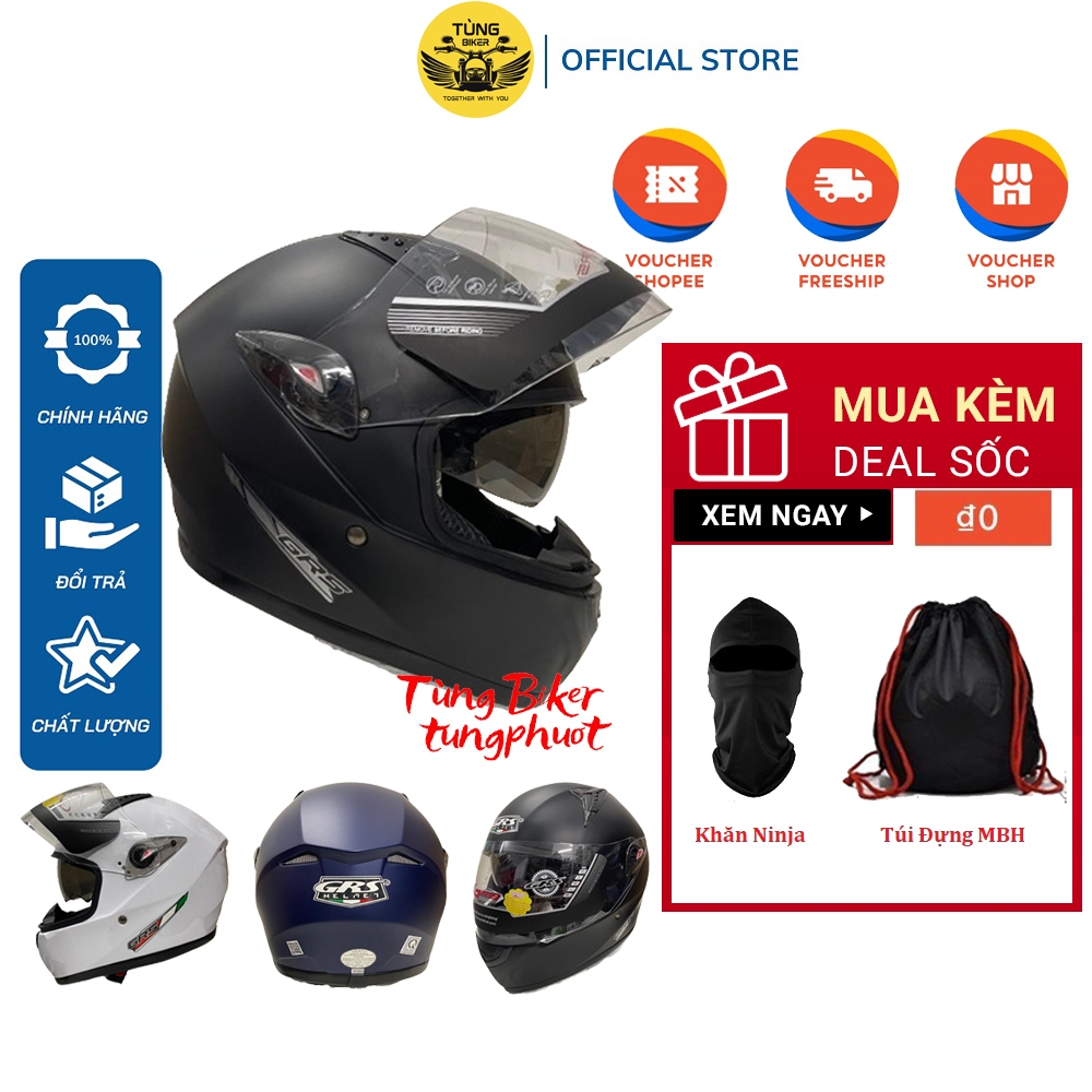 Helmet Fullface GRS A801K 2 Layer Glasses - Genuine Product (With Bag ...