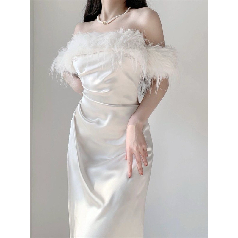 black dresses for funerals Tulip Cuff Back Tie Dress Ships In 30 Business Days/ Size::L(Fit for EU 42-44, US 10-12, UK/AU 14-16, IT 46-48 ) gold Black/White Colorblock Asymmetrical Dress