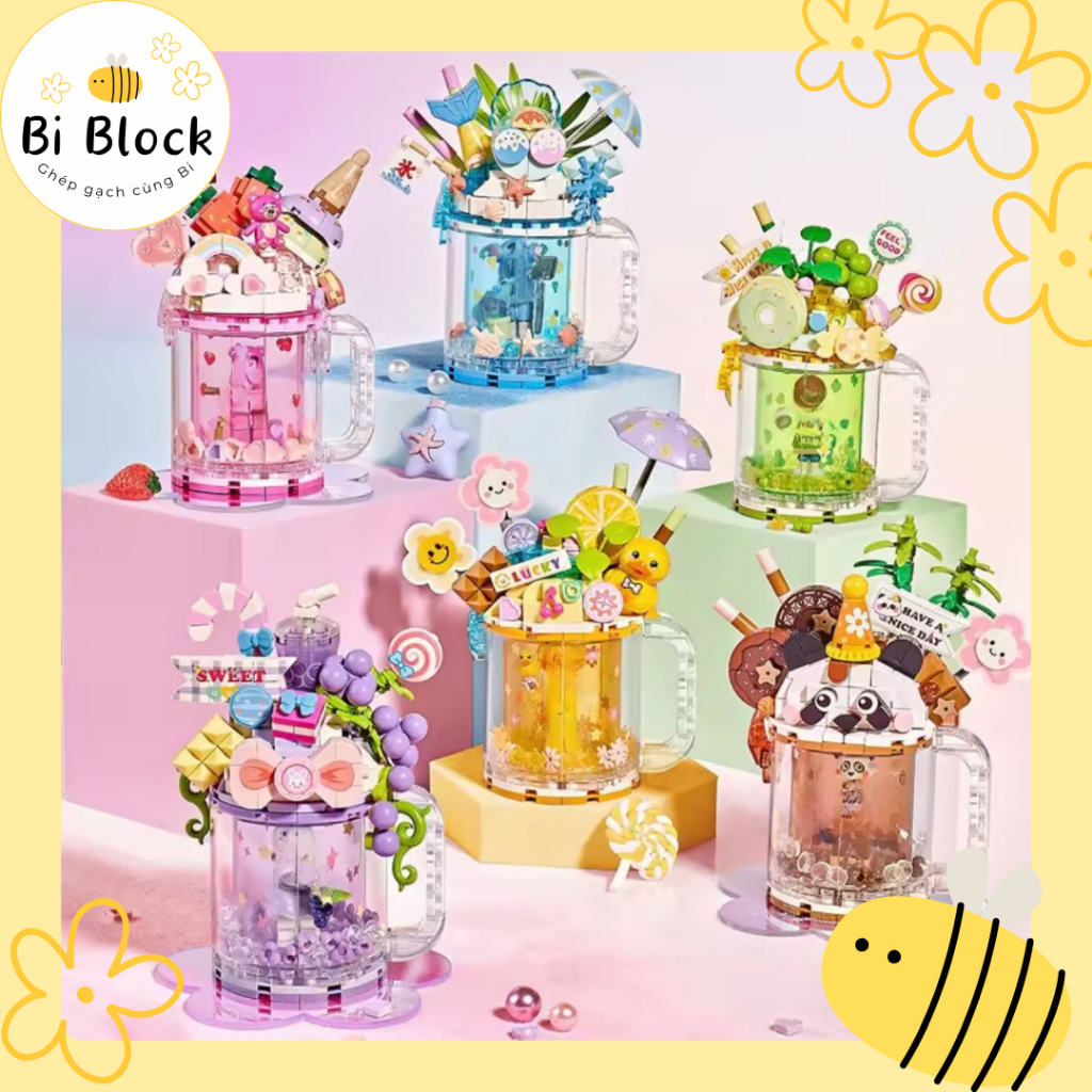 Building blocks assembly set Milk Tea Fruit Very pretty 3D Miniblock ...