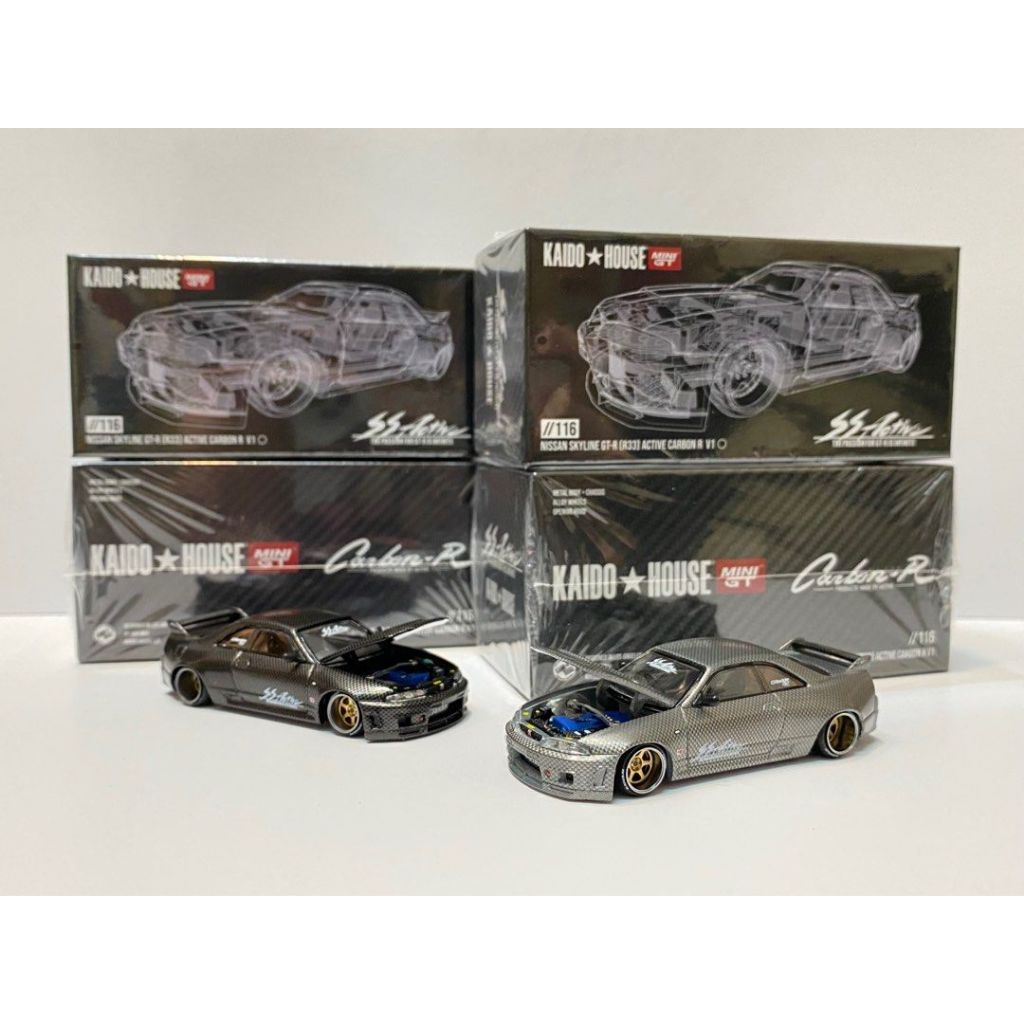 Nissan GT-R R33 1/64 Mini GT X Kaido House - Diecast Carbonio Attivo R KHMG116