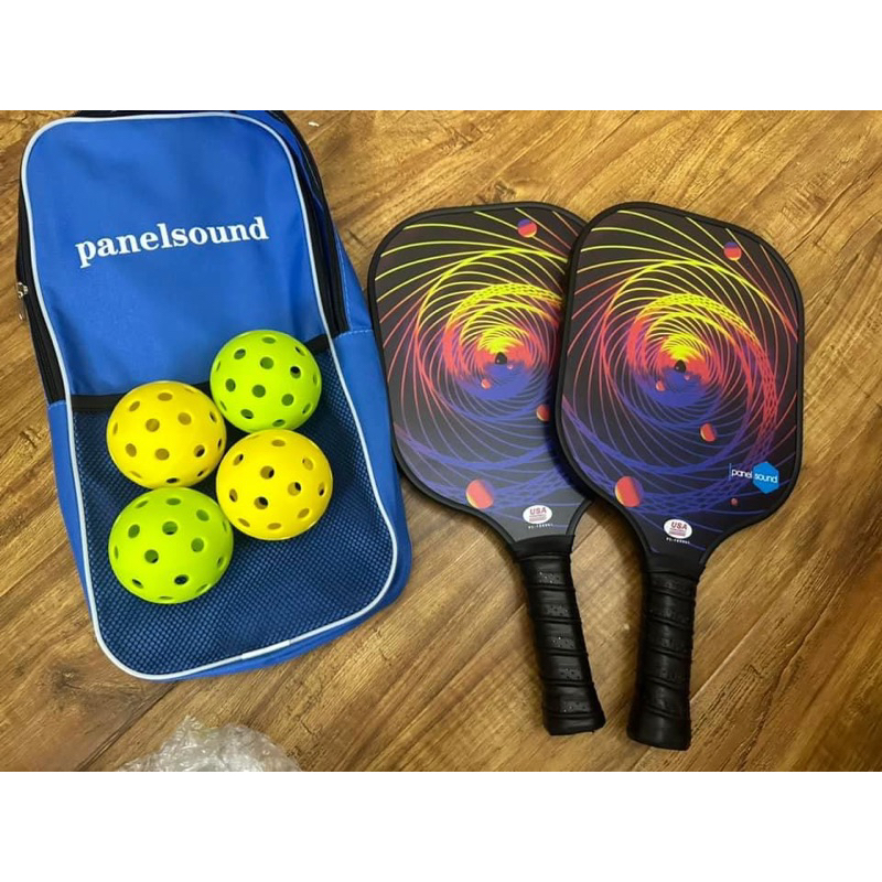 (Panelsound) Set of 2 pickleball rackets with bag and 4 genuine balls ...