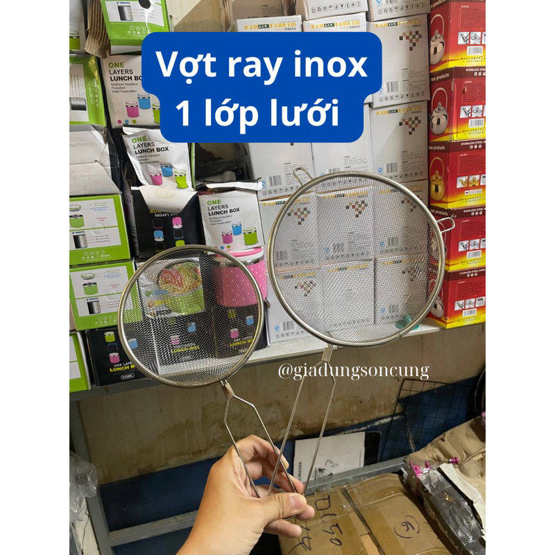 Stainless steel racket with 1 layer of mesh. Food rail with 1 layer of ...