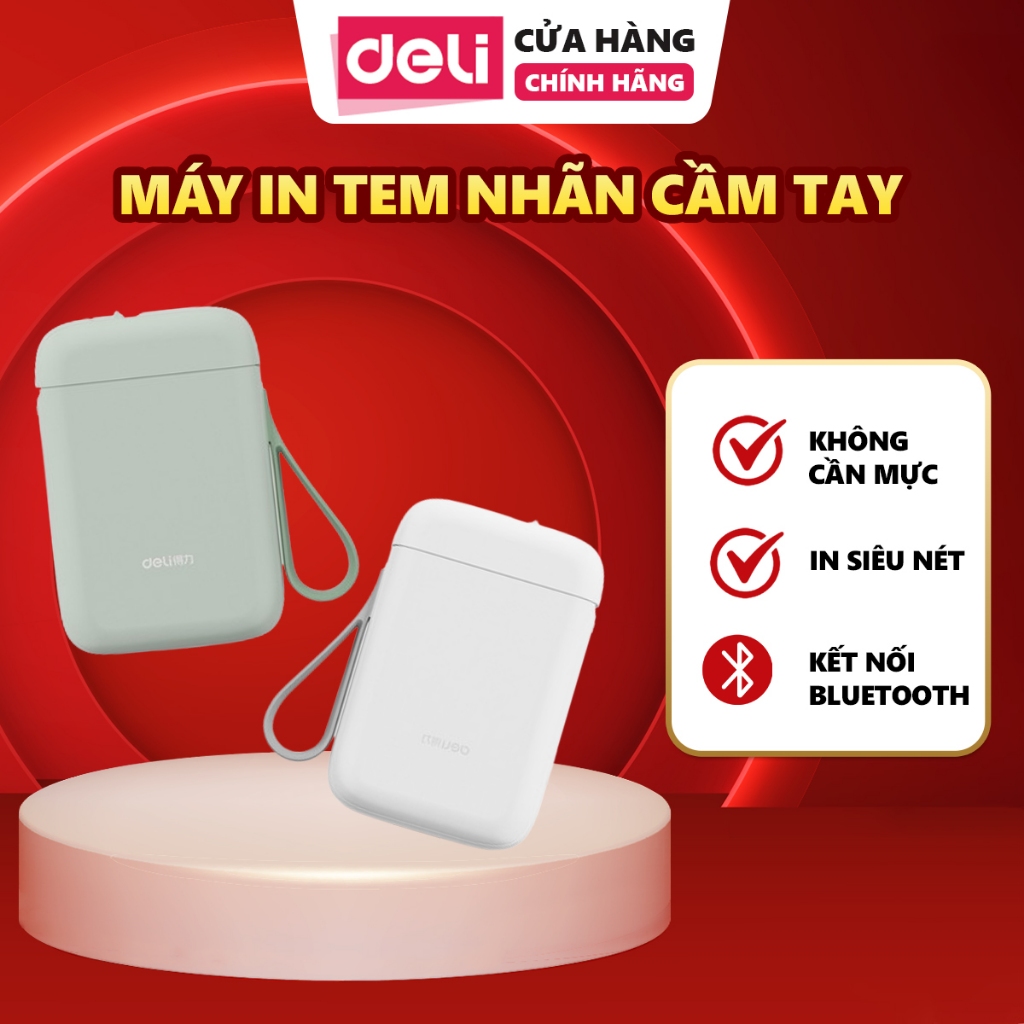 DELI Q1A Mini Handheld Thermal Printer Compact Design, Bluetooth ...