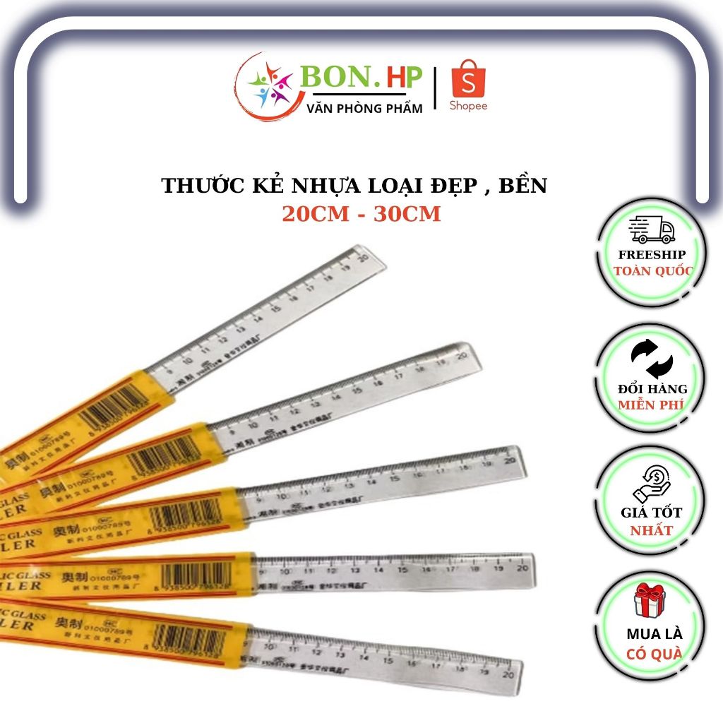 Bon.hp Transparent Plastic Ruler 20cm - 30cm, Measuring Tools for ...