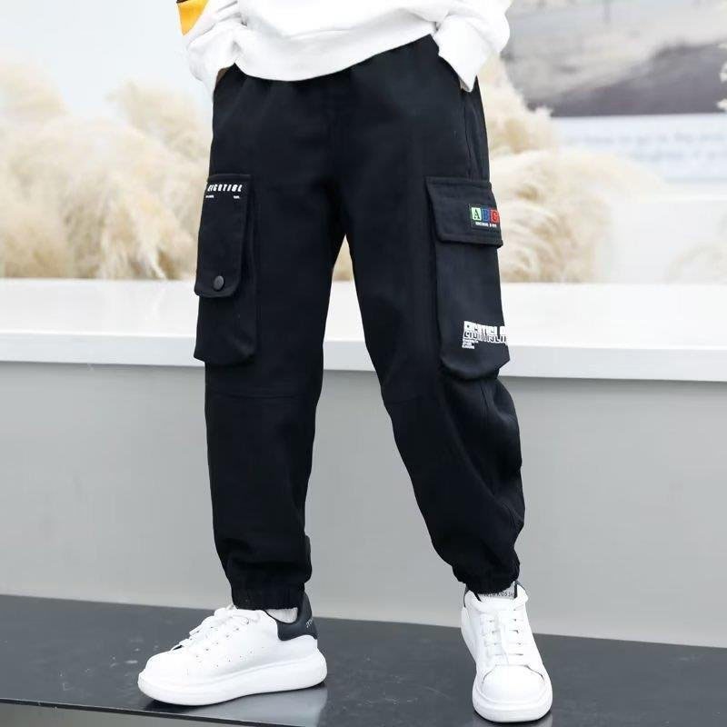 Fashionable cargo pants for boys large size 18 52kg autumn winter pants for boys BP model made of felt thick khaki Shopee Malaysia