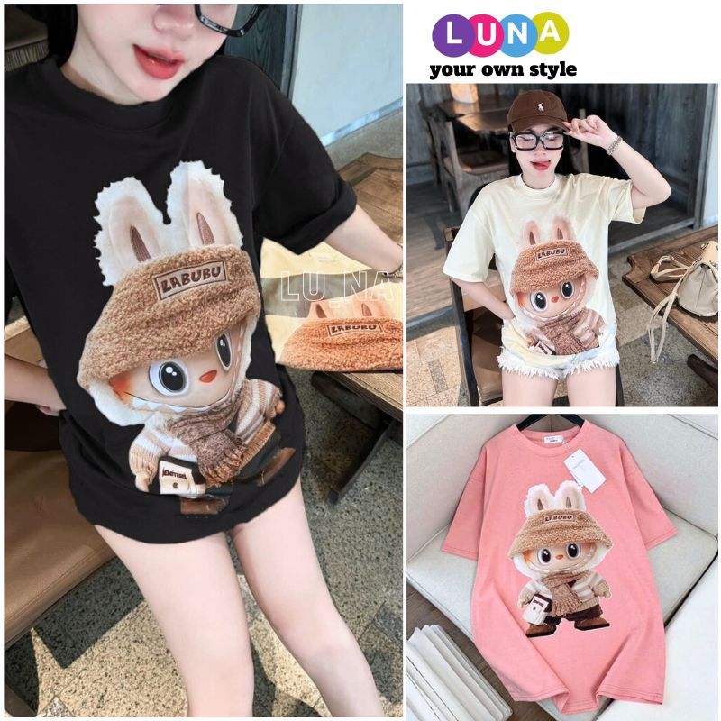 Labubu unisex local brand wide form round neck t-shirt oversize soft ...