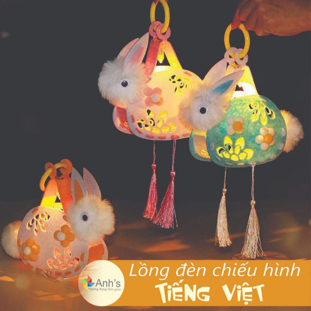 Jade rabbit lantern holding the mid-autumn moon projecting Vietnamese ...