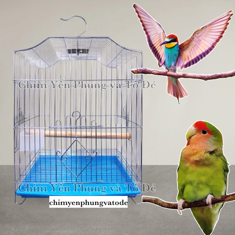 View of Powder-coated bird cage (full accessories: Hanger, standing bridge ...