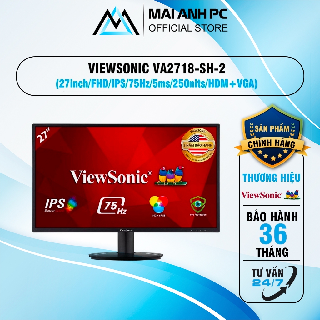 Viewsonic VA2718-SH-2 Display (27inch FHD / Hips / 75Hz / 5ms / 250nits ...