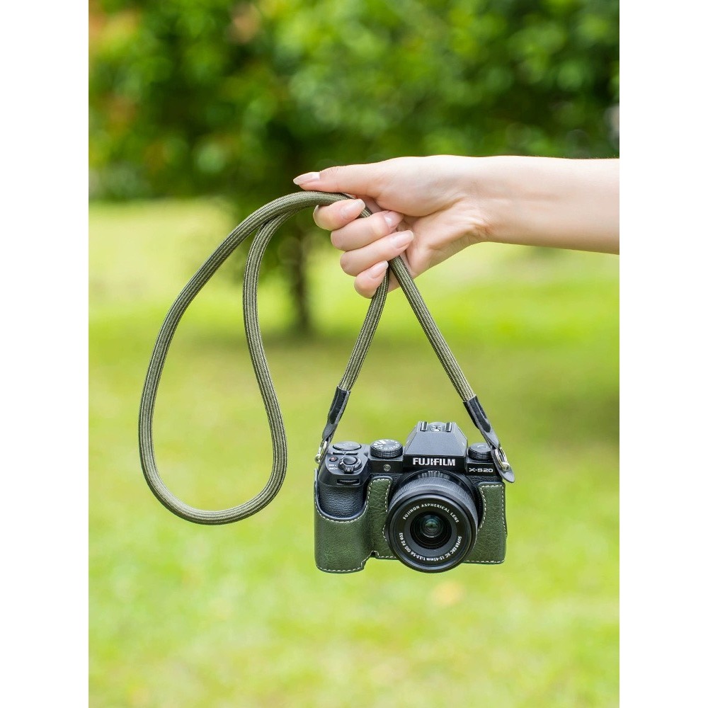 Nylon braided round neck camera strap with quick release anchor link ...