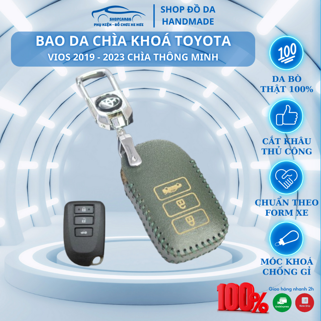 Smart key leather case, full version for Toyota Vios 2019-2023 ...