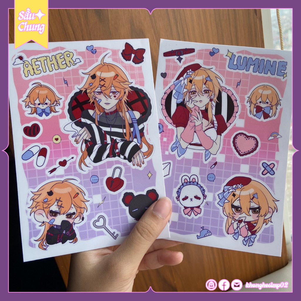 Sticker/Sticker of 2 Travelers (Lumine/Ather) Genshin Impact (artist ...
