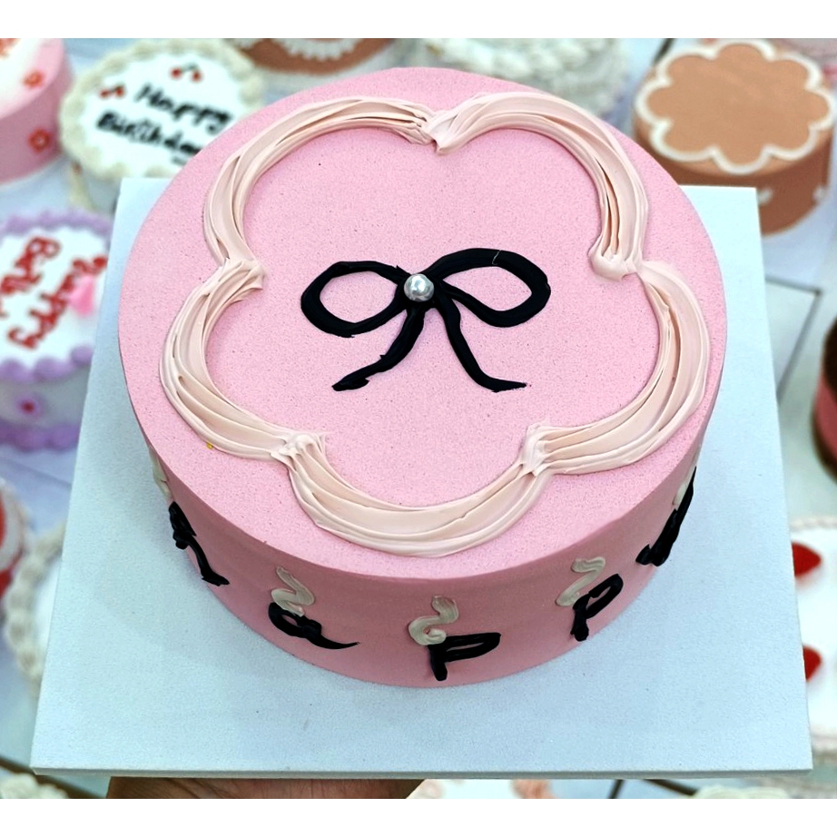 Super pretty pink fake cake model with bow for little girls | Shopee ...