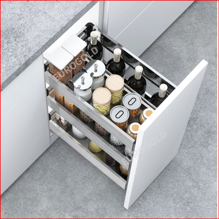 Stainless steel kitchen cabinet spice rack, built-in damping rails ...