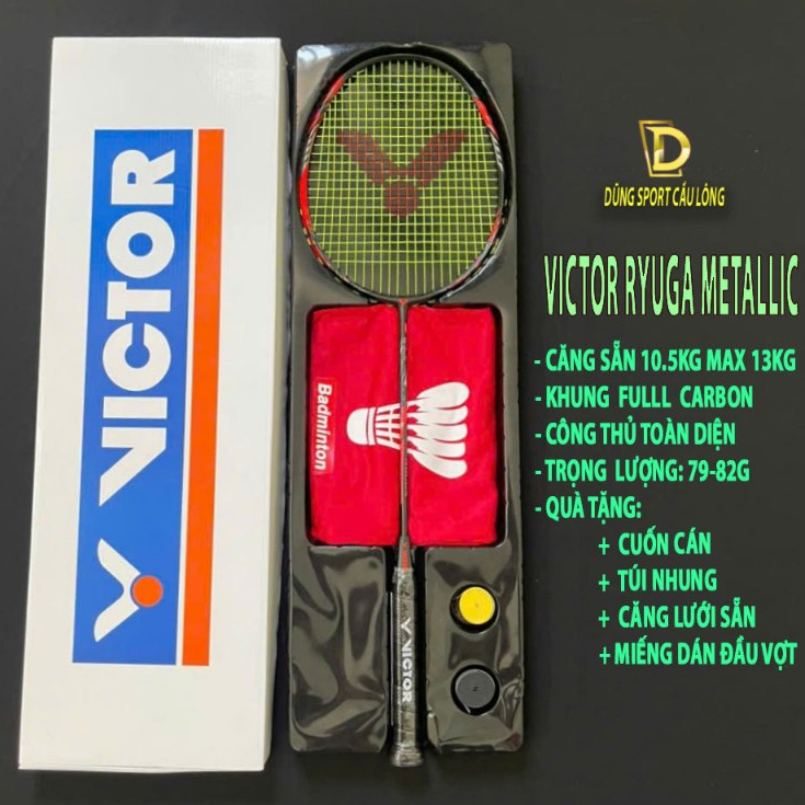 Victor Badminton Racket Full Box Pre-Stretched Carbon Frame 11kg, Max ...